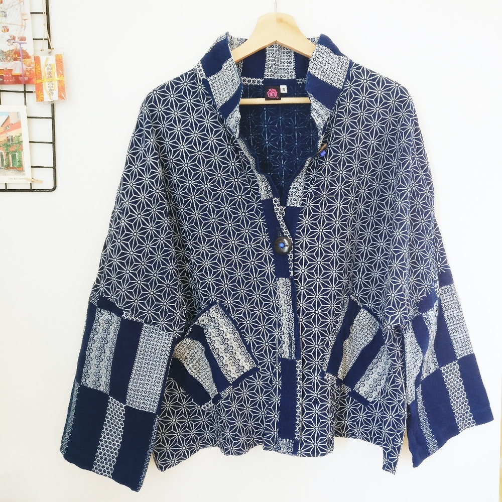 Indigo Patchwork Kimono Jacket (NWOT)